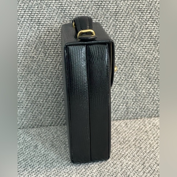 Black Pebbled  Travel Jewelry Case Mirror, Hard Outer Snap Case Gold Closure - Picture 8 of 16